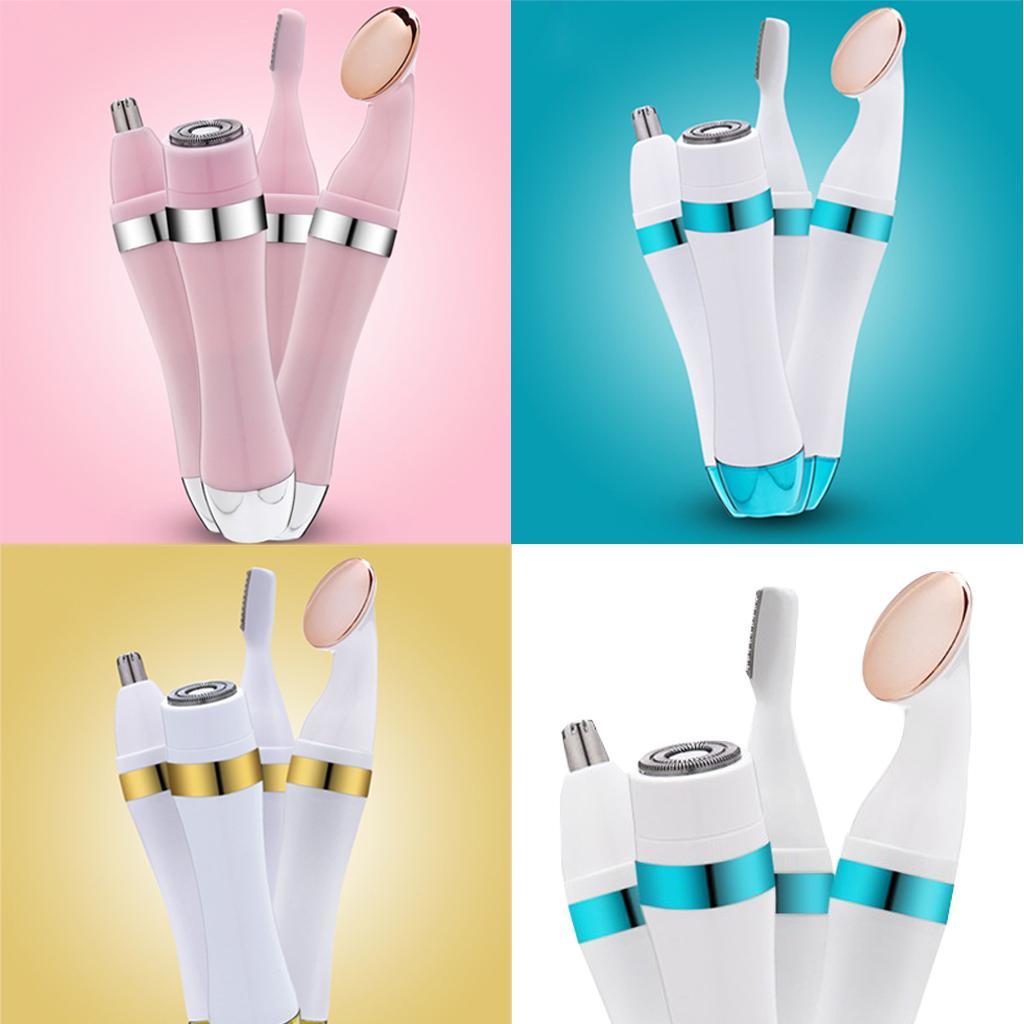 4 In 1 Electric Face Nose Leg Bikini Eyebrow Hair Remover Face Toning Massage Skin Lifting Device Set