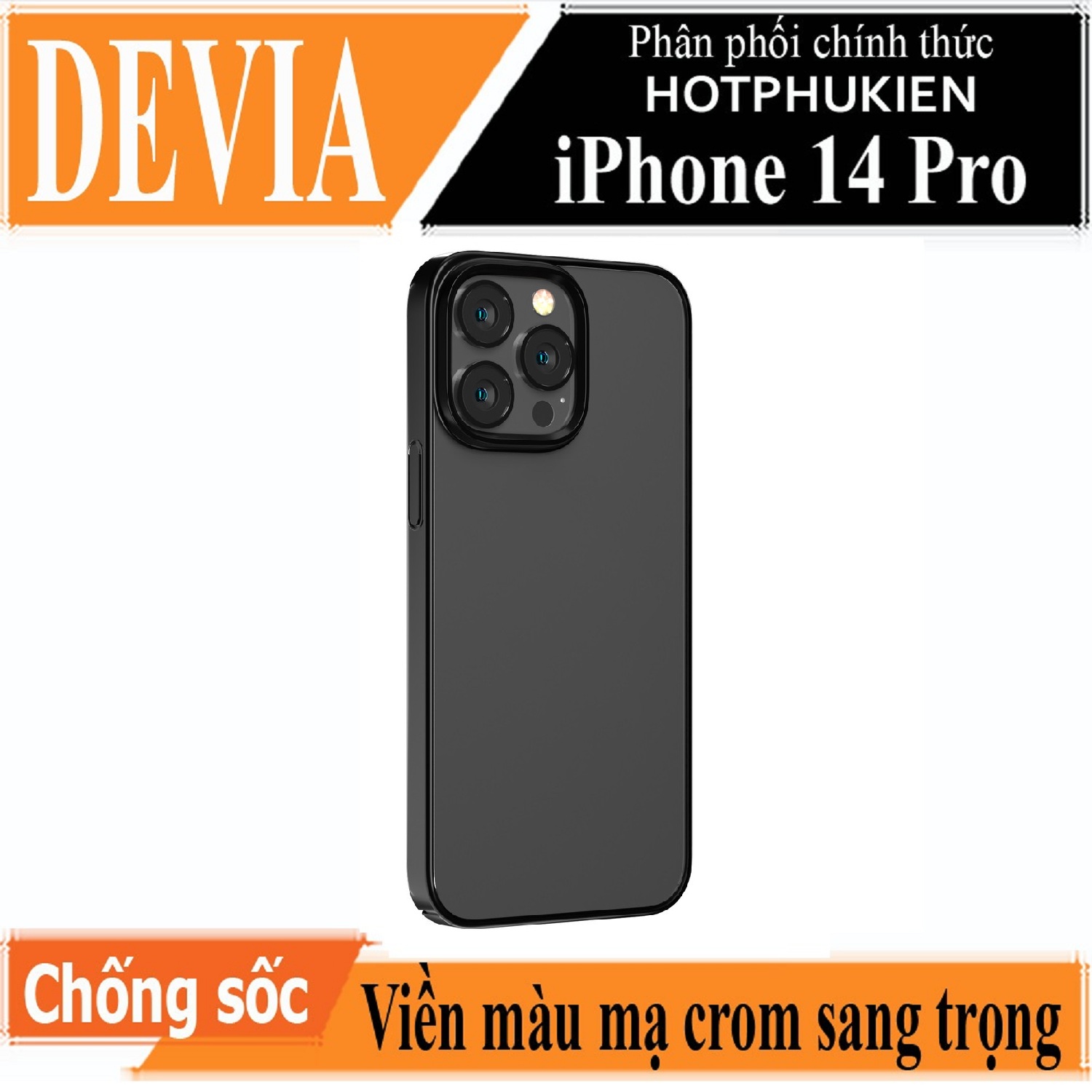 Ốp lưng chống sốc viền màu mạ crom cho iPhone 14 Pro thiết kế mặt lưng trong suốt hiệu DEVIA Crystal Series Shockproof Case - hàng nhập khẩu