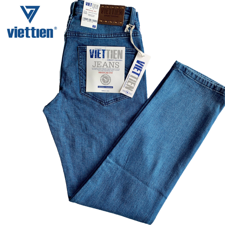 Viettien - Quần Jeans nam dài Regular fit Màu Xanh 6S7013
