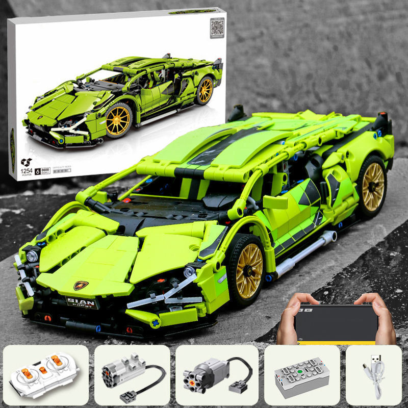 Đồ Chơi Lắp Ráp Kiểu LEGO Trí Tuệ Mô Hình Siêu Xe Lamborghini Aventador Sian Điều Khiển Từ Xa RC SY8600 Với 1254 Mảnh Ghép