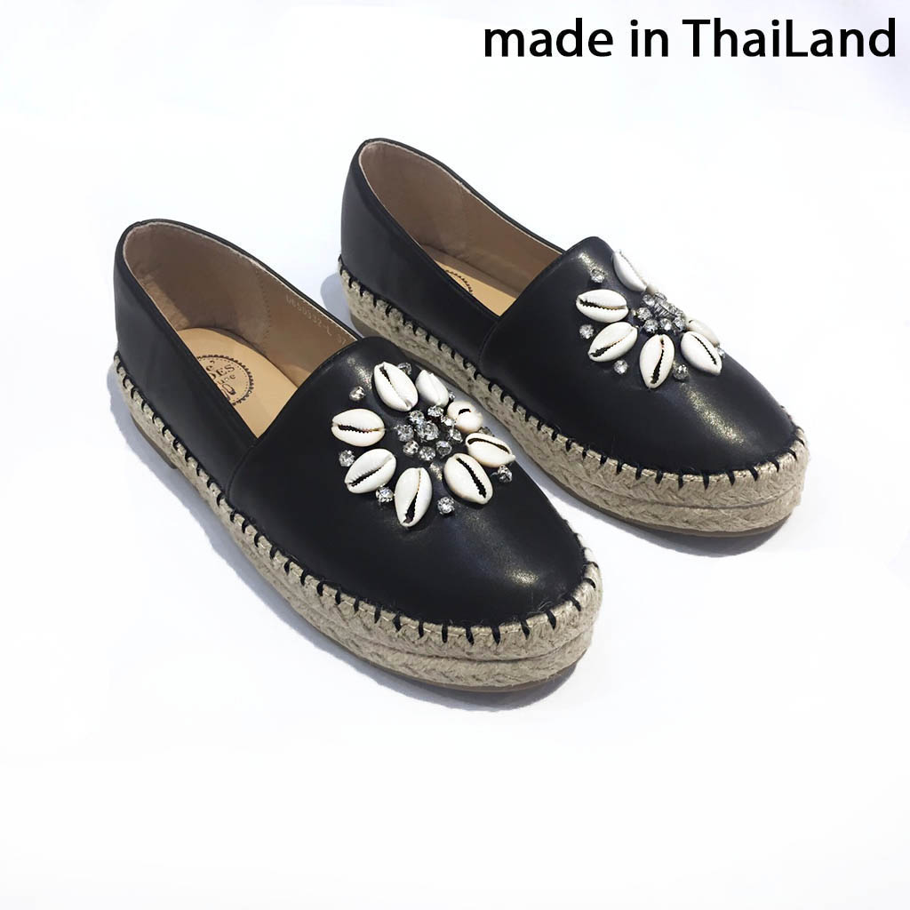Giày Nữ Slip On Ngoại Cỡ Big Size 40 41 Thái Lan viền đế cói phiên bản Diamond Snail-S, chất liệu da MicroFiber mềm êm chân (dành cho bàn chân dày mũm mĩm)