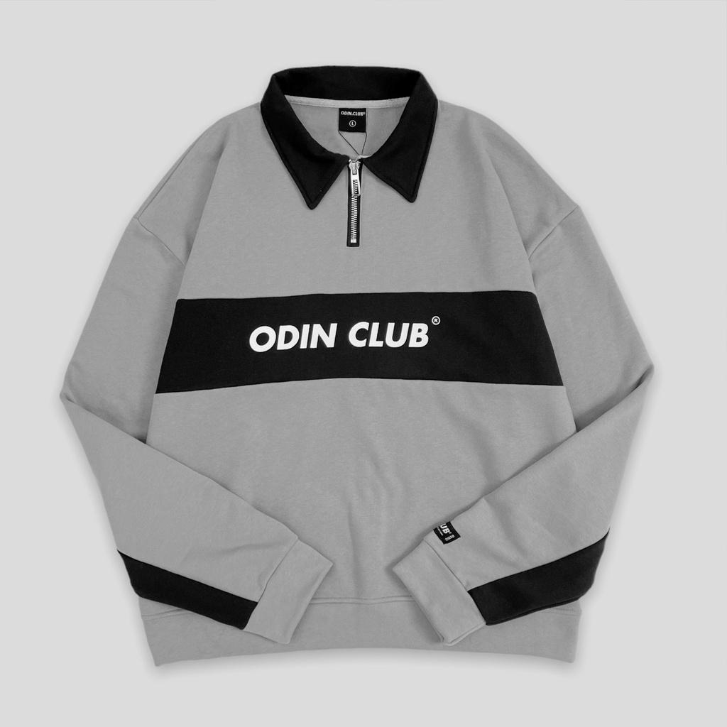 Áo sweater polo oversize ODIN CLUB Gray, Áo Sweater có cổ form rộng nam nữ ODIN, Local Brand ODIN CLUB