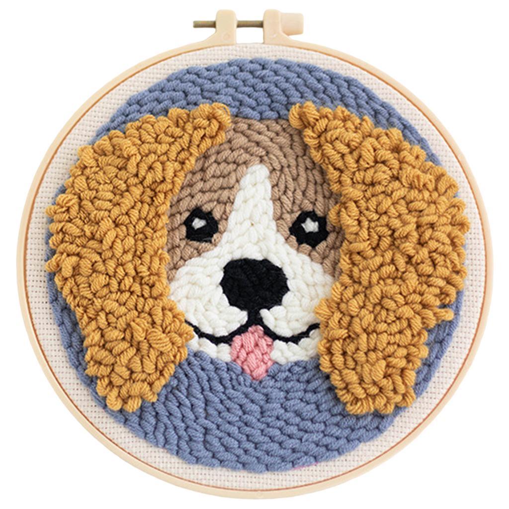 Punch Kit DIY Needlework Animal Dog Embroidery for Adult A