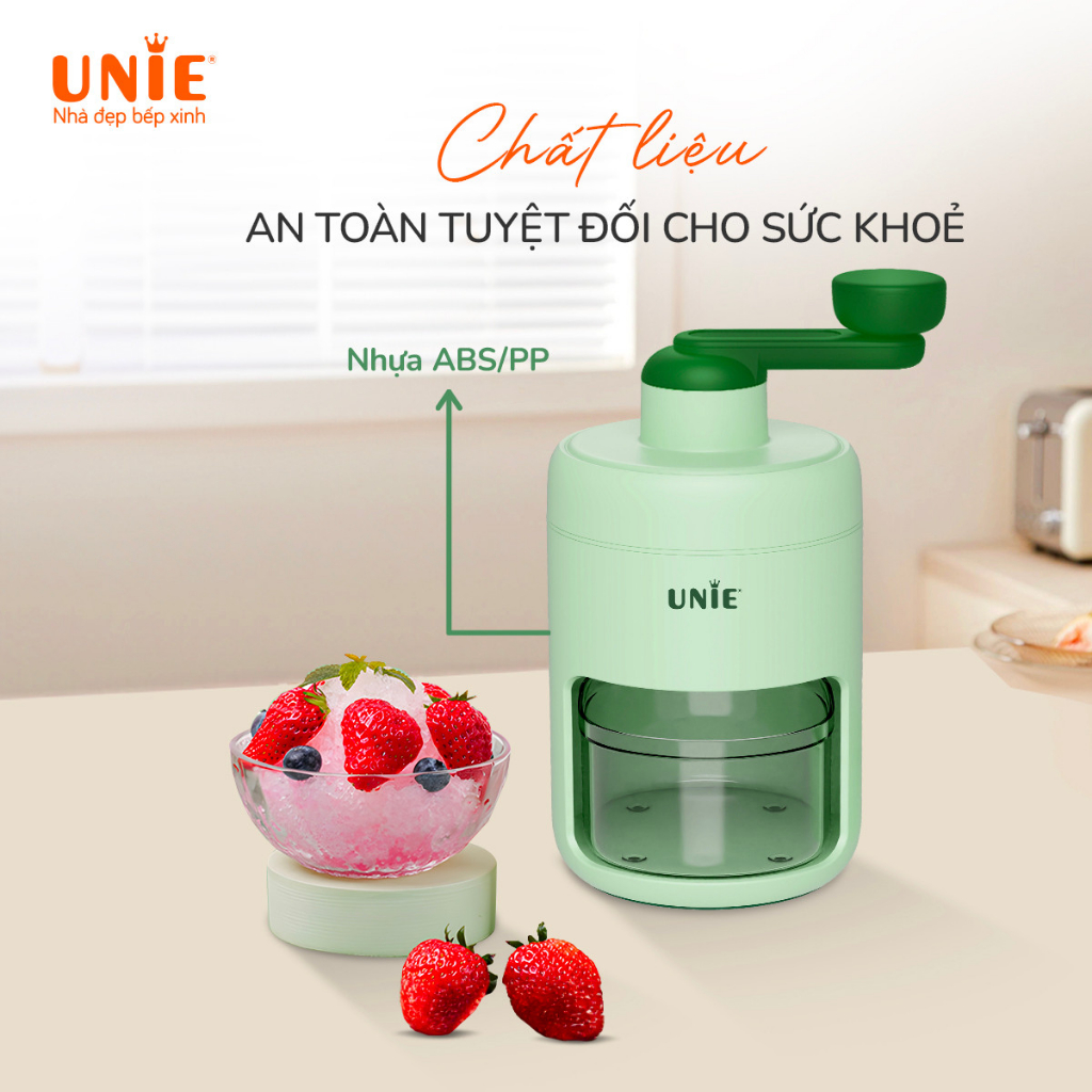 Máy bào đá mini Unie UIC20, Thao tác đơn giản bằng tay, không cần cắm điện, Lưỡi dao sắc bén,chất liệu an toàn - Hàng chính hãng