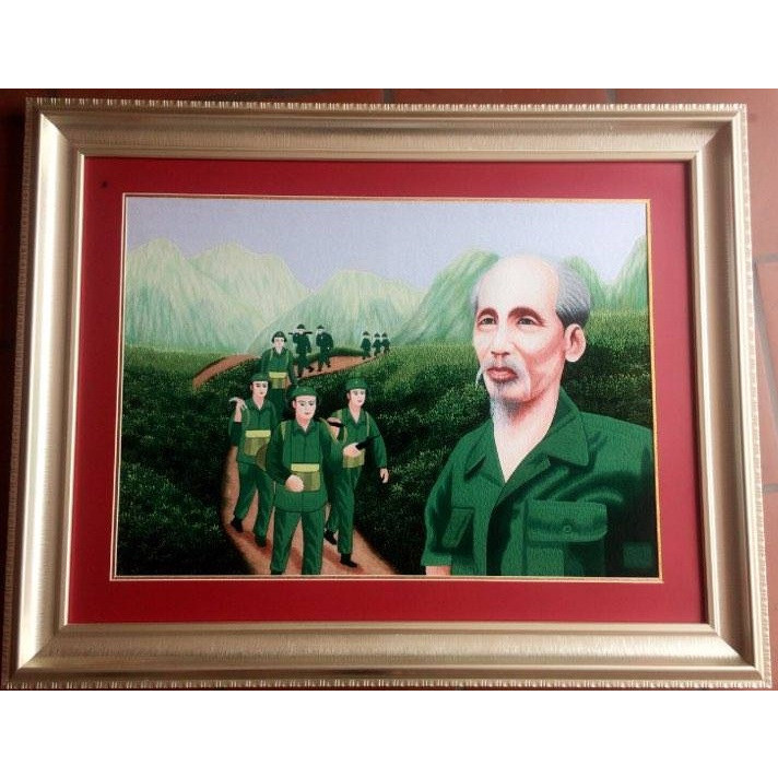 Bác cùng chúng cháu hành quân - 73x93cm - pq323