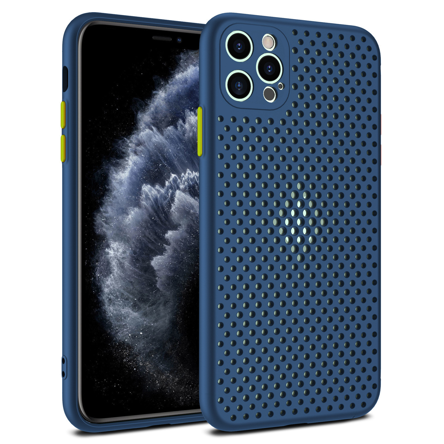 Ốp Lưng Thoát Nhiệt Dành Cho Iphone 11 12 13 11 Pro 12 Pro 13 Pro 11 Pro Max 12 Pro Max 13 Pro Max 12 Mini 13 Mini - Hàng Chính Hãng - Xanh Dương - Iphone 13 Pro