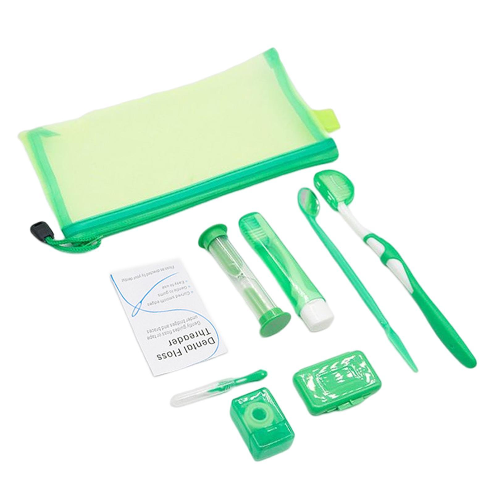 8Pcs  Care Kit Mouth Mirror Waxing Hourglass Timer  Cleaning Green