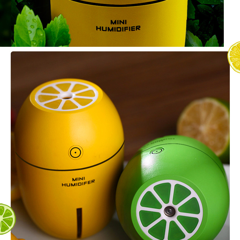 Máy phun sương tạo ẩm mini Humidifier hình trái chanh kiêm đèn ngủ - Màu vàng chanh