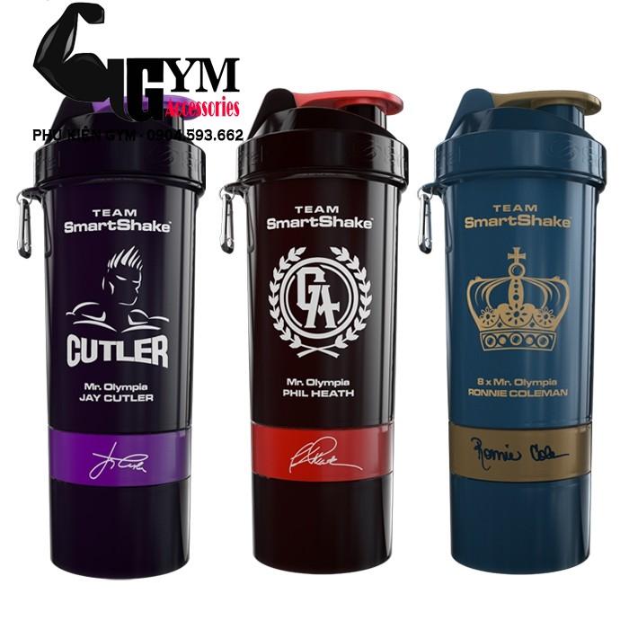 Bình lắc 3 ngăn thể thao Smart Shake Shaker Cup Signature Series Ronnie Coleman, Jay Cutler, Phil Heath
