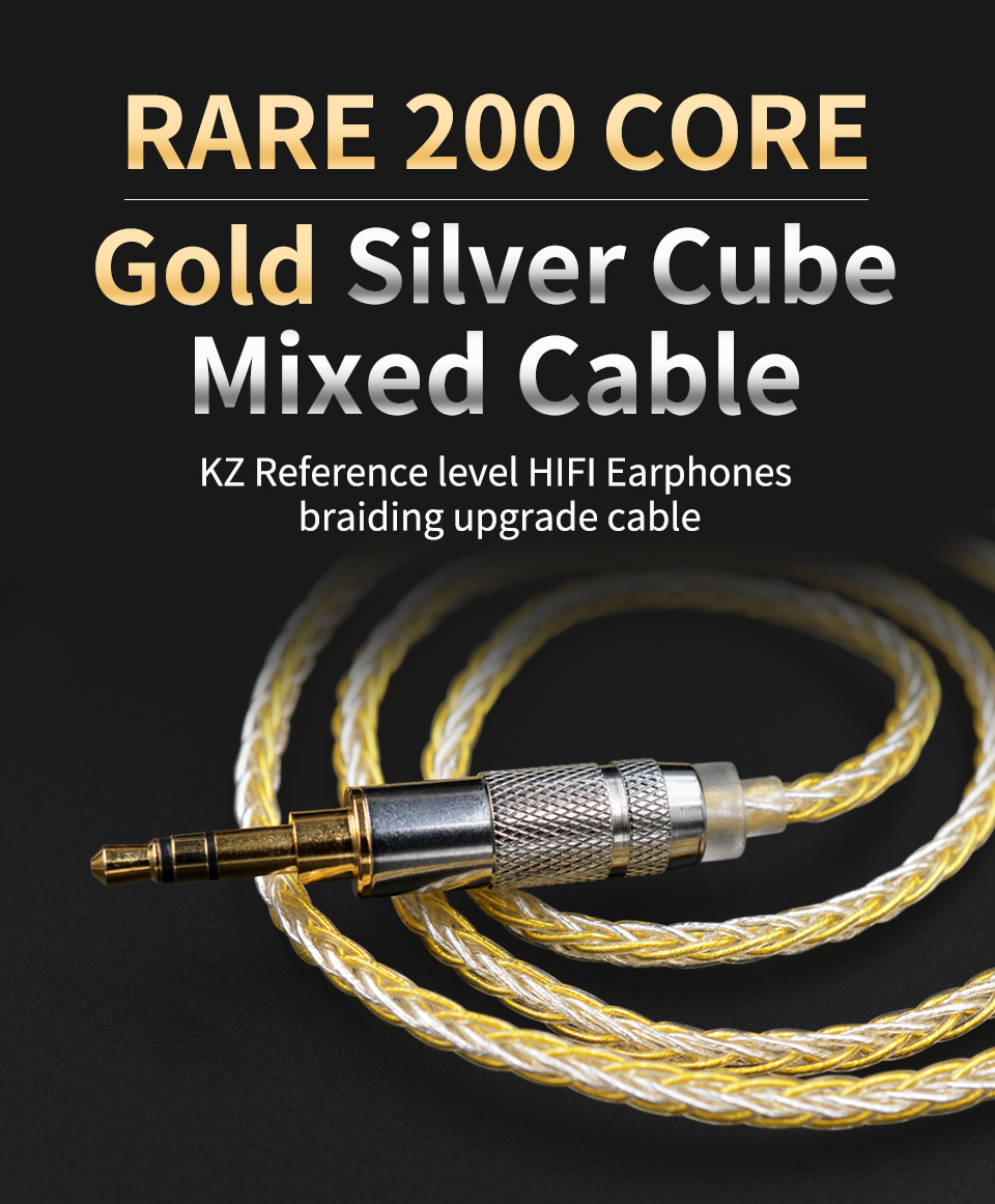 Cáp vàng bạc cho tai nghe KZ ZSTpro/AS10/ZSN/ZS10Pro/MMCX