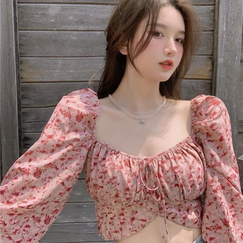 Áo croptop hoa tay dài bigsize