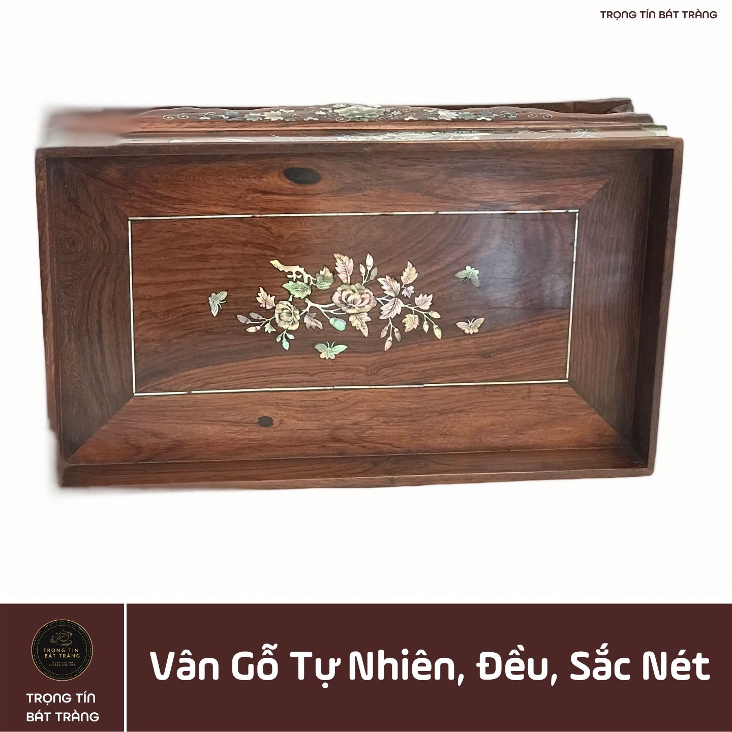 Khay Trà Gỗ Cẩm Hình Chữ Nhật Kích Thước 35*20,5*11 cm KT 86