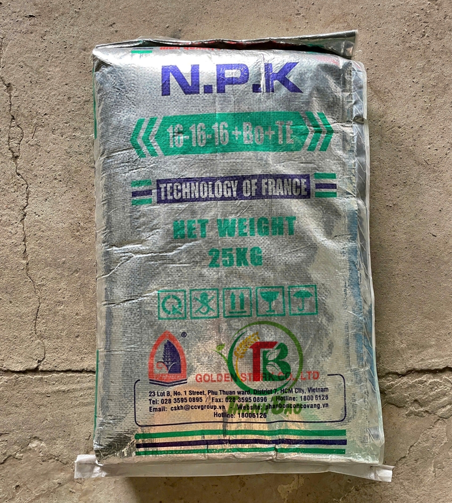 Phân bón NPK 16-16-16 Bo+TE  CCV bao 25kg
