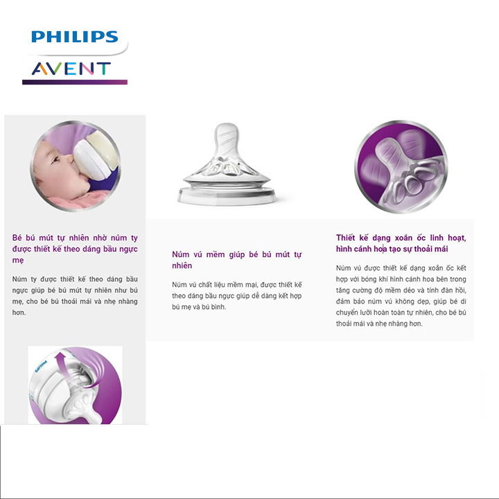 Núm ty Philips Avent ( Vỉ 2 núm ti ) mô phỏng tự nhiên Ty giả cho bé từ sơ sinh chống sặc, chống đầy hơi Tặng móc khóa xinh xắn thương hiệu Bamboo Life