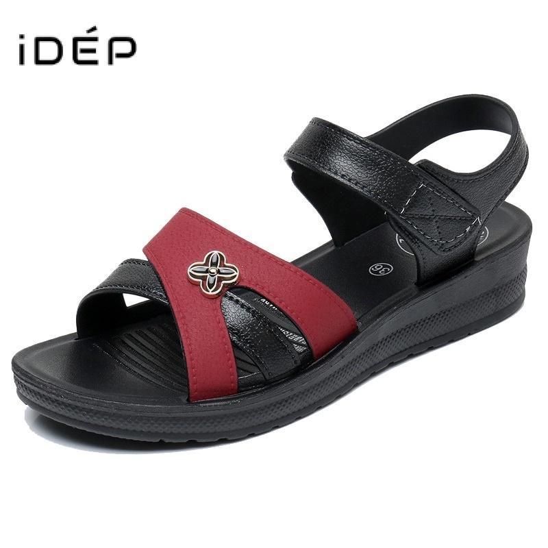 Giày sandal nữ trung niên cho bà cho mẹ cao 3cm chất liệu cao su siên bền chống trơn trượt GL098