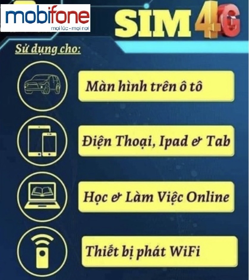 Sim Mobifone 4G gói 12MXH100- sử dụng 12 tháng ko cần nạp thêm tiền - Hàng chính hãng