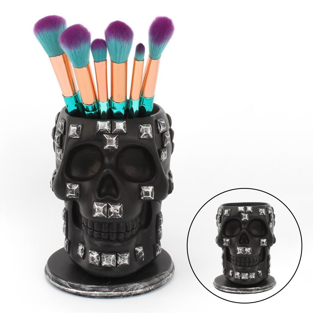 Rotatable Skull Pen Holder Office Desktop Decor Stationery Organizer