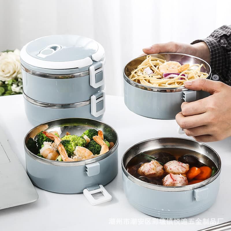Hộp Cơm Giữ Nhiệt ANHOME 4 Tầng Lúa Mạch, Cặp Lồng Inox, Ăn Trưa Văn Phòng Tiện Lợi