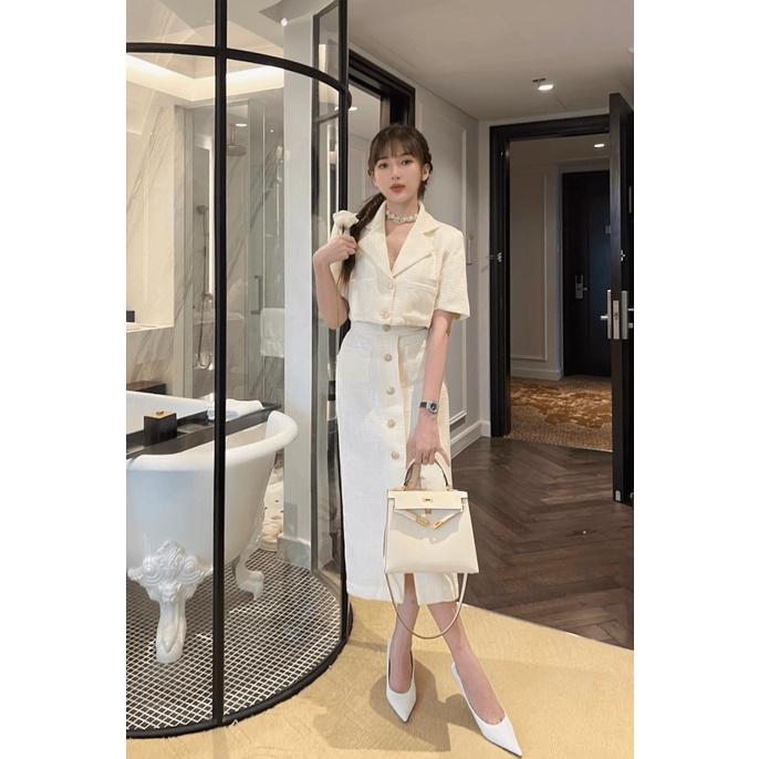 ƯU ĐÃI NGẬP TRÀN - SET LENIN ÁO TAY NGẮN CỔ CHỮ V GÀI NÚT MIX CHÂN VÁY DÀI CỰC XINH ĐẸP TRẺ TRUNG ĐI CHƠI DỰ TIỆC UP HOT