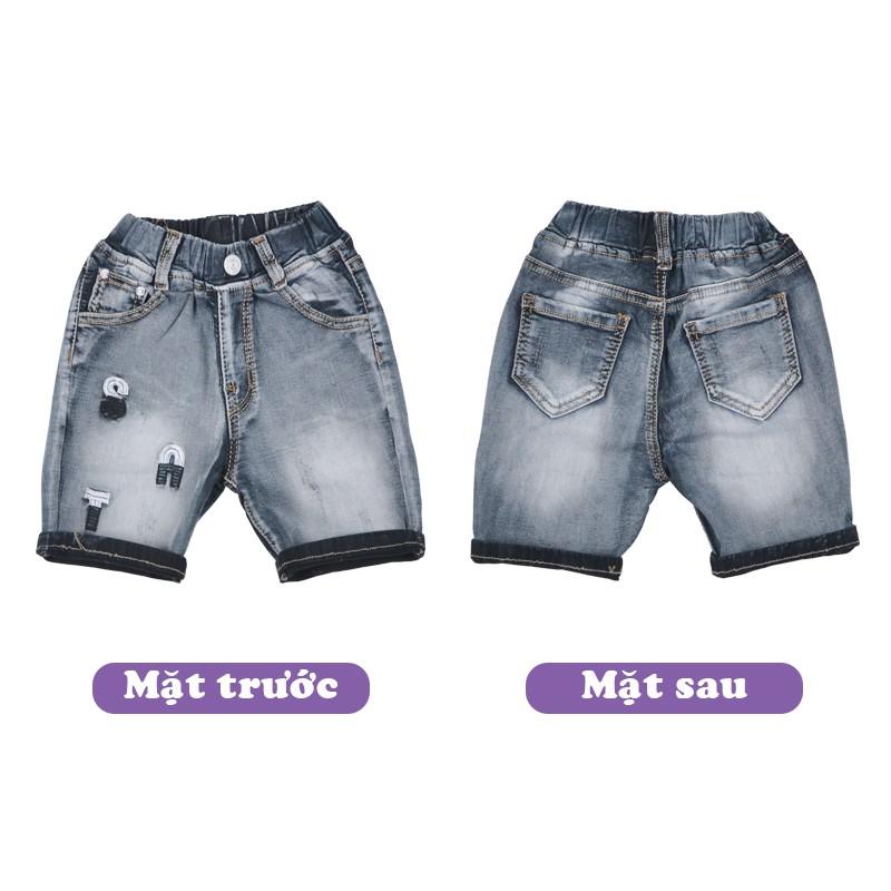 Quần short jean bé trai Vải Mịn Mềm thêu S.A.T