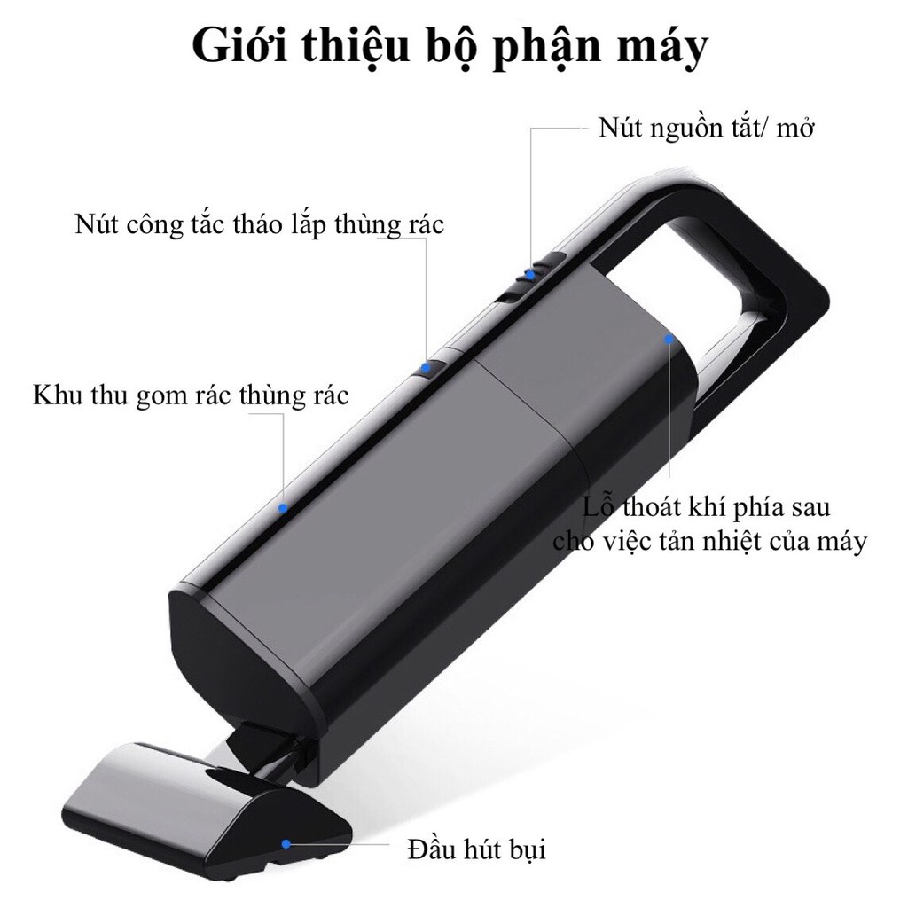 Máy hút bụi cầm tay không dây mini AIKESI bản nâng cấp siêu khỏe lực hút cực mạnh hàng cao câp mẫu mới cho ô tô nhà cửa sạch sẽ