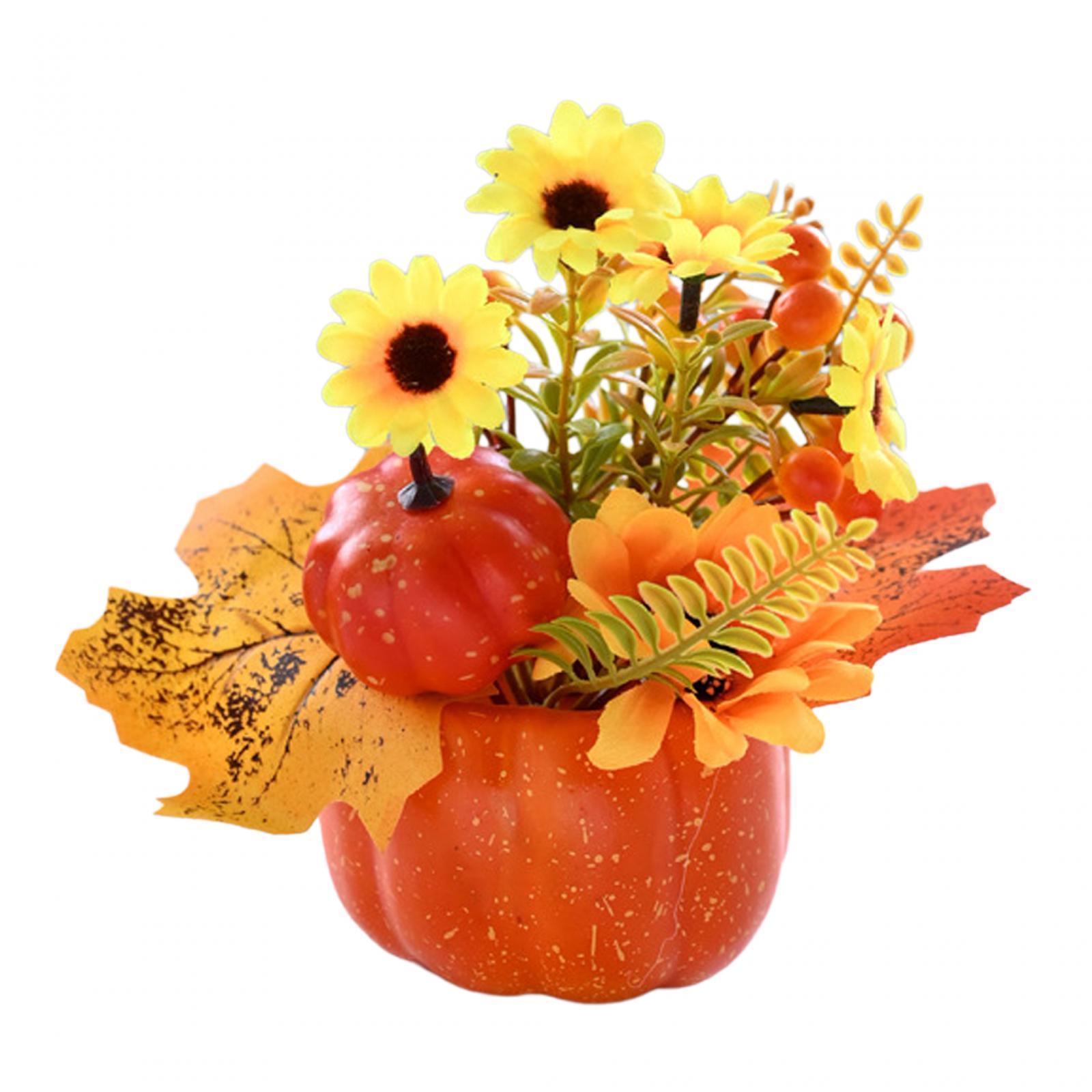 Artificial Pumpkin Flower Autumn Floral Arrangement Fall Pumpkin Centerpiece