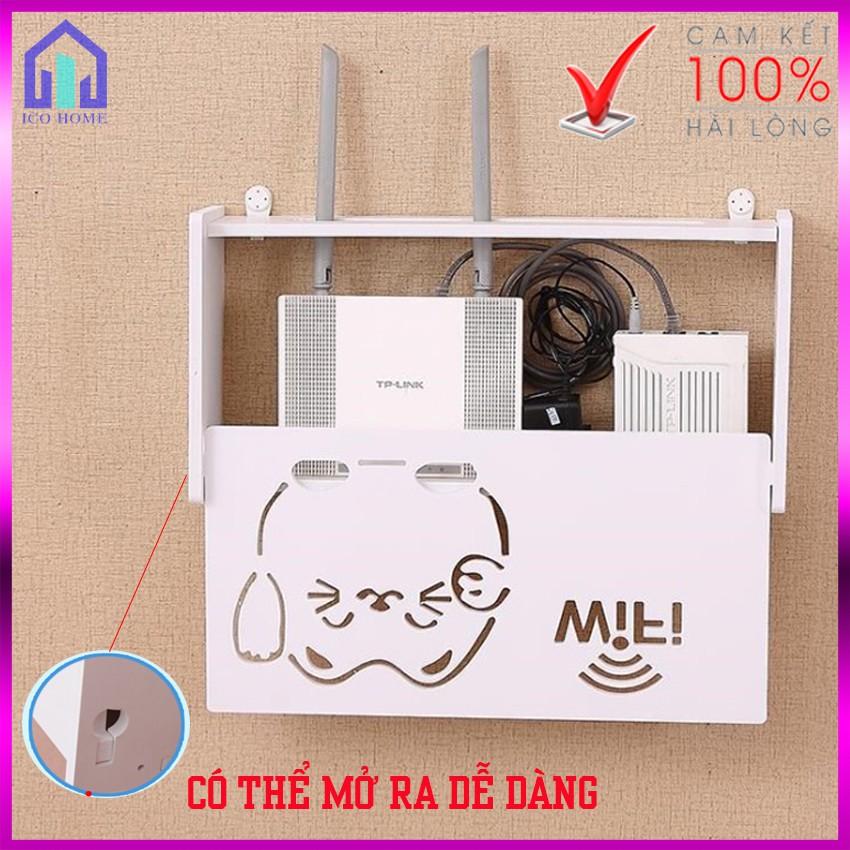 Hộp đựng wifi treo tường KHÔNG CẦN KHOAN hình mèo thần tài kiểu mới, giá rẻ - ICO HOME