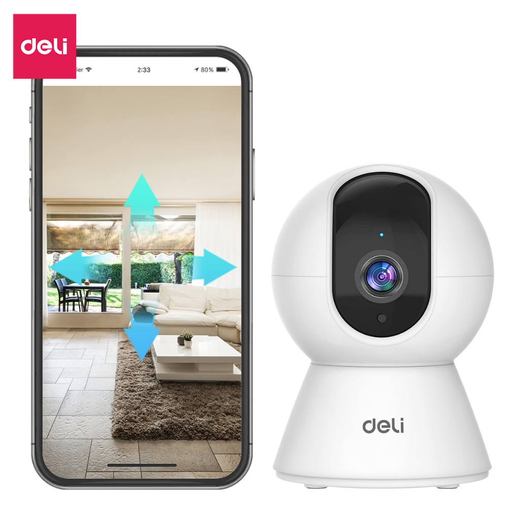 Camera Wifi IP DELI Full HD 2M Xoay 360 Độ Giám Sát Gia Đình, Văn Phòng, Điều Khiển Từ App Kèm Thẻ Nhớ 128GB - Hàng Chính Hãng - ES105