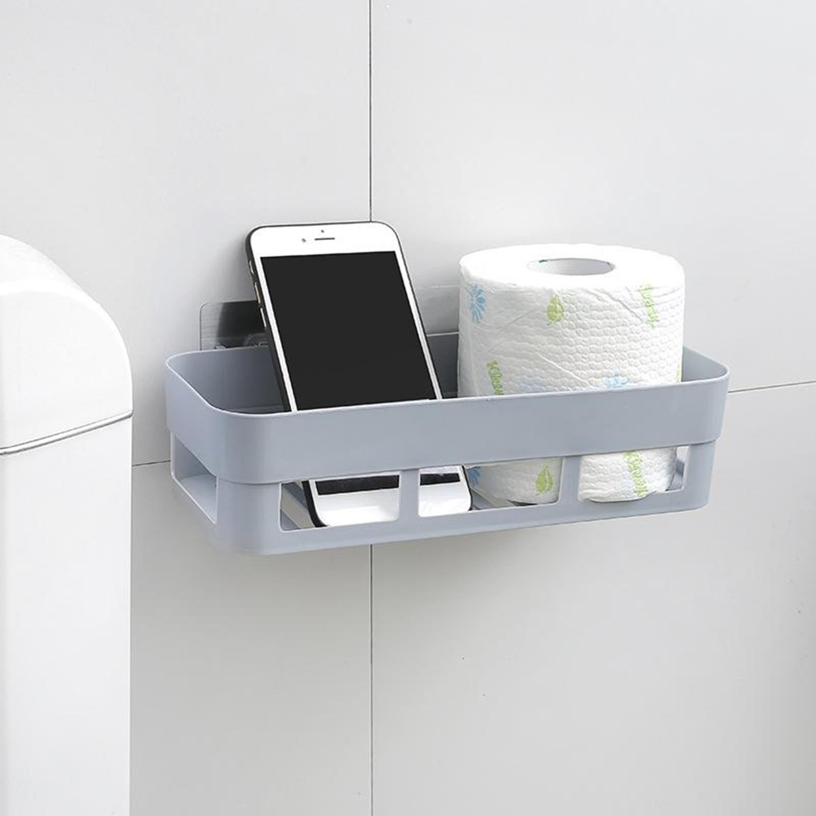 Plastic Bathroom Caddy Shower Storage Rack Kitchen Wall Shelf White