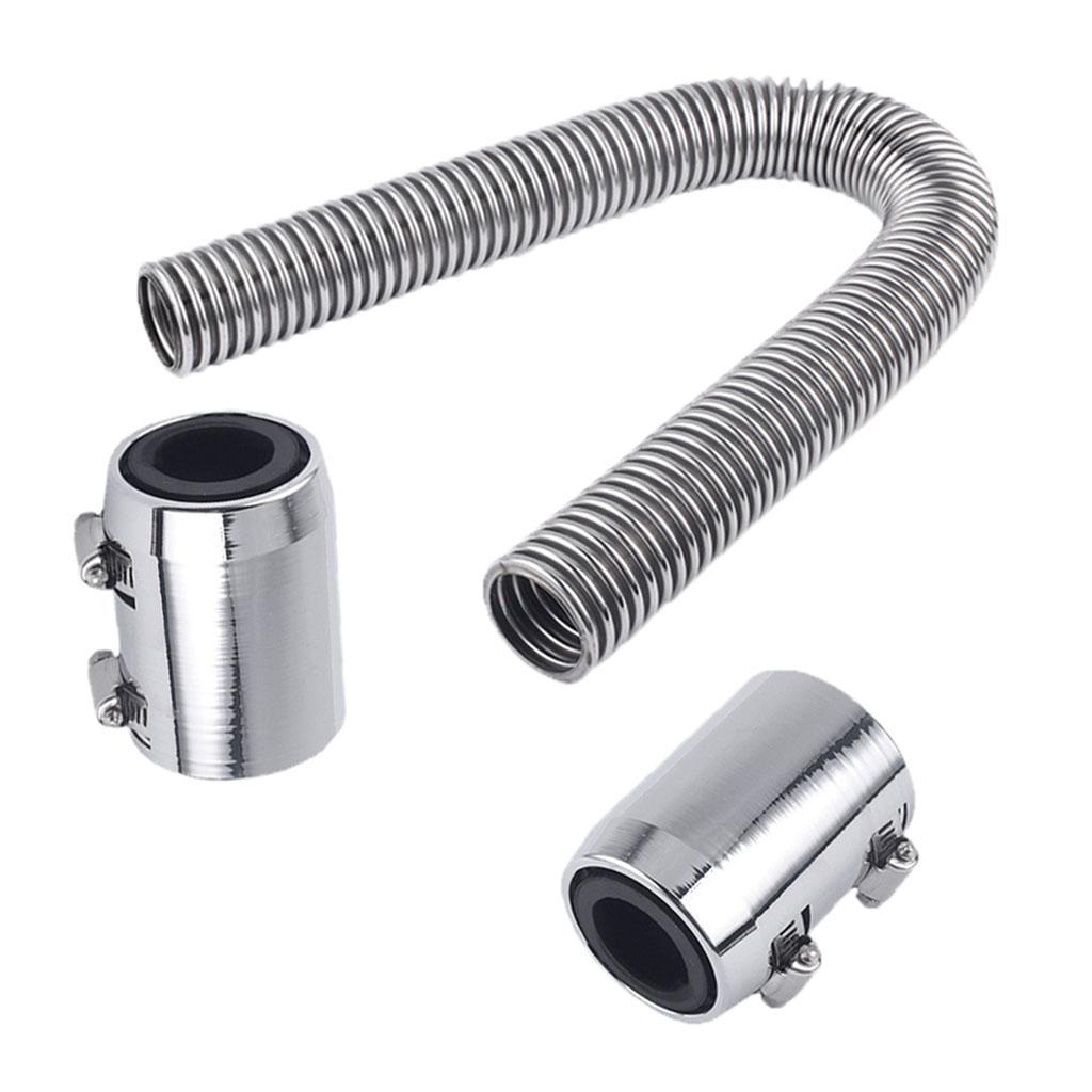 Chrome Stainless Steel Hose Kit 24" UNIVERSAL Aluminum Clamp Covers
