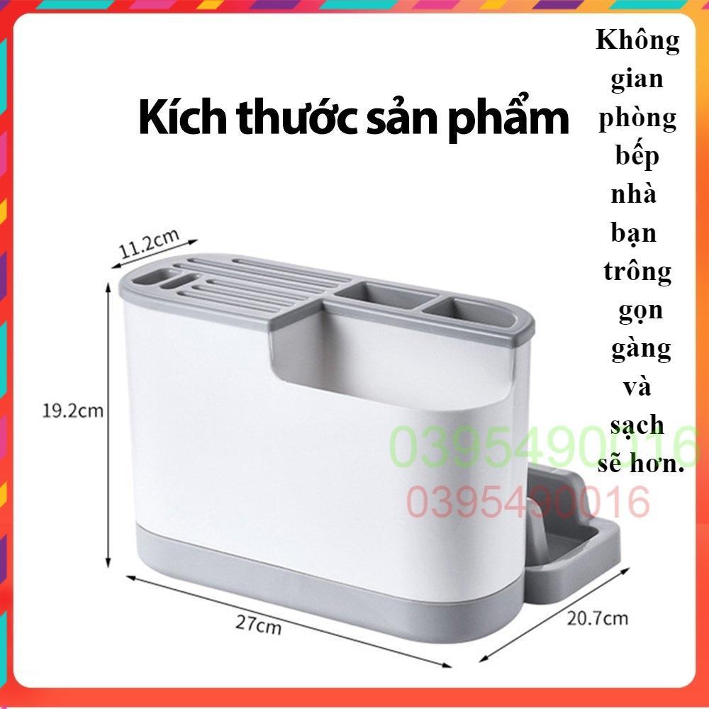 Kệ đựng đũa muỗng dao kéo thìa, có ngăn để thớt vung nồi tiện dụng, nhựa PP bền bỉ