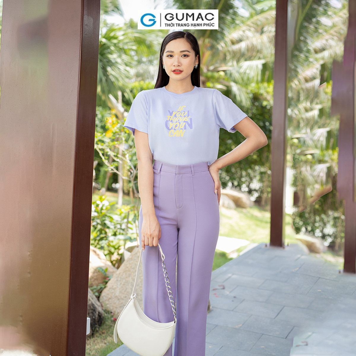 Áo thun nữ cotton tay ngăn cổ tròn in trẻ trung năng động thời trang GUMAC ATD07072