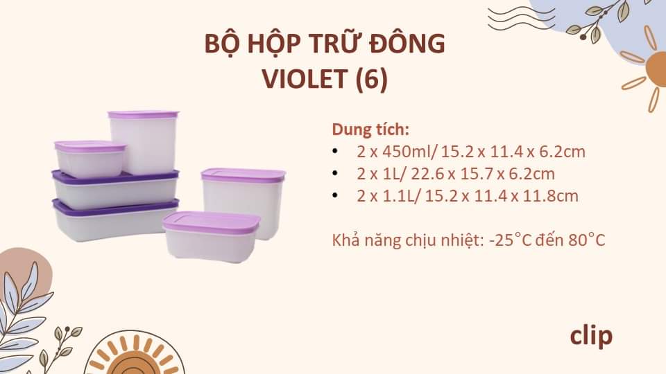 Bộ Hộp Tupperware Trữ Đông Violet - Hàng Chính Hãng