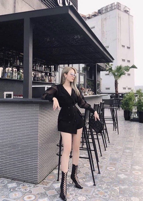 Jumpsuits Ngắn Cổ Tim Tay Phối Lưới Thun Umi Co Giảm Tốt Phối Voan Thời Trang