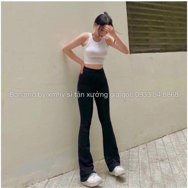 Quần ống loe nữ cạp cao quần legging nữ ôm ống loe lên from xinh tôn dáng 411