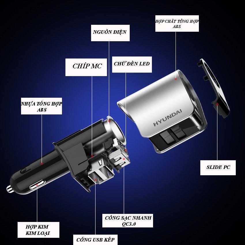 Tẩu Sạc Hyundai HY-10. Có Đèn Led Báo Điện Áp Ắc Quy