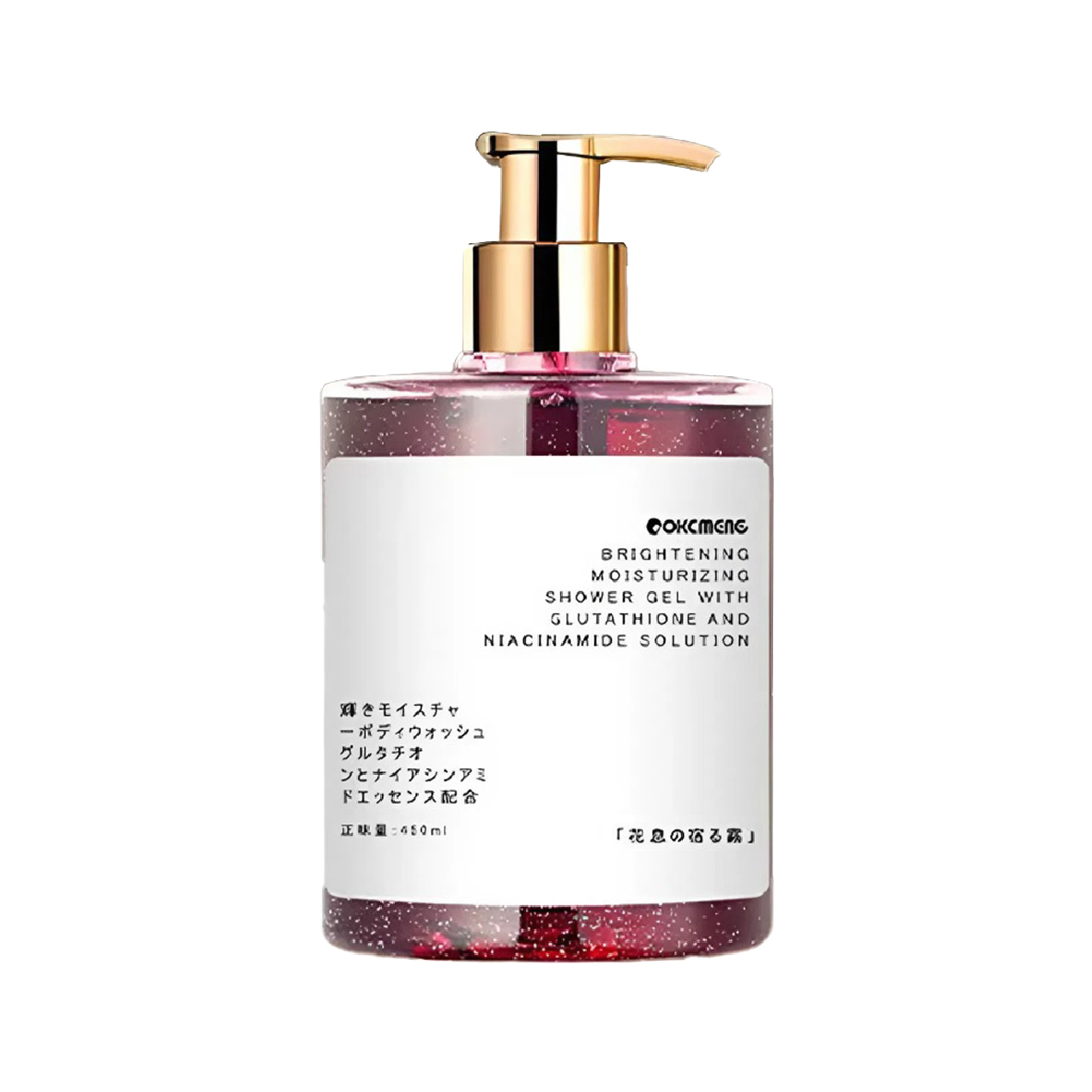 Sữa Tắm Dưỡng Ẩm Làm Sáng Mịn Da ( Màu Đỏ Mận Hương Anh Đào Vang Đỏ ) Okcmeng Brightening Moisturizing Shower Gel With Glutathione And Niacinamide Solution 450mL