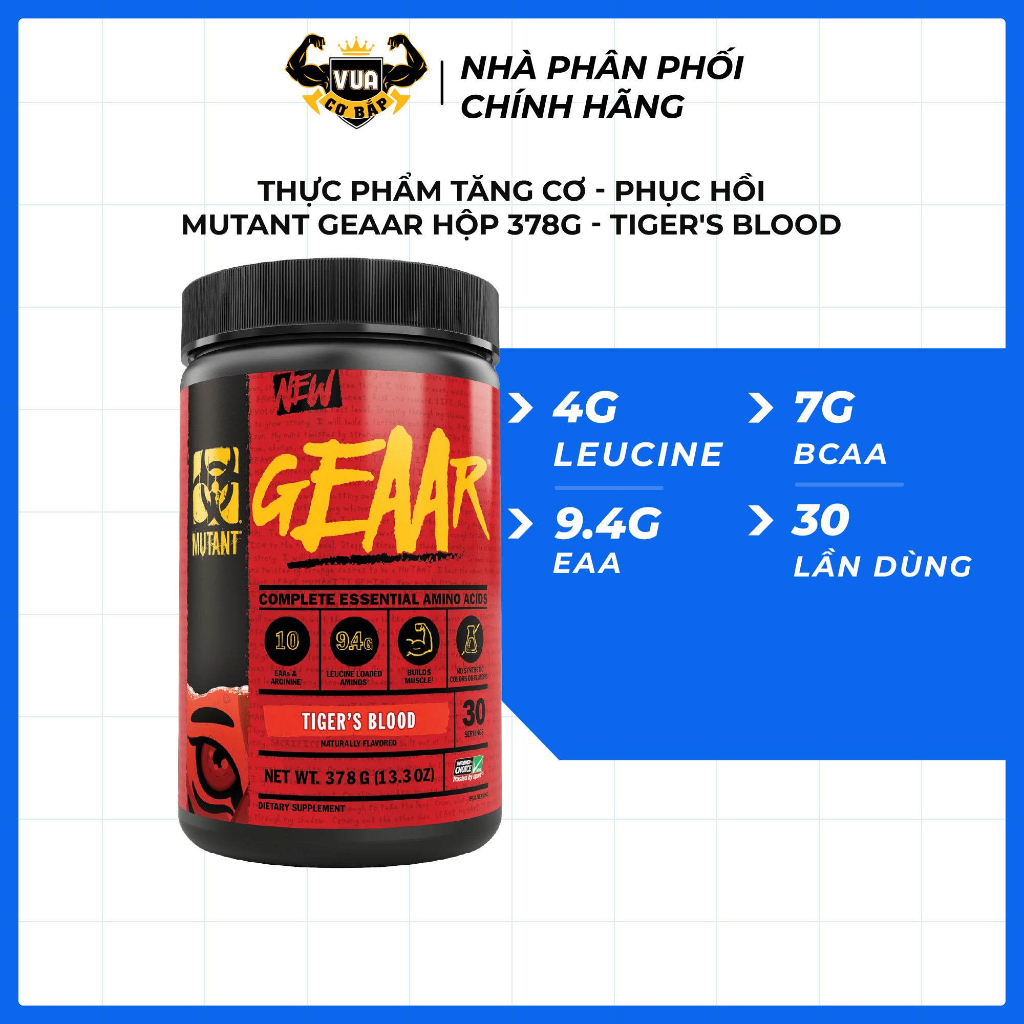 Thực Phẩm Tăng Cơ - Phục Hồi Mutant GEAAR Hộp 378g