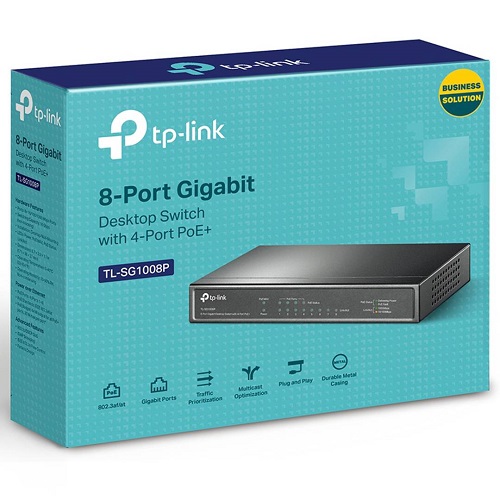 Switch TP-Link TL-SG1008P (Gigabit (1000Mbps)/ 8 Cổng/ 4 Cổng PoE/ Vỏ Thép)-hàng chính hãng