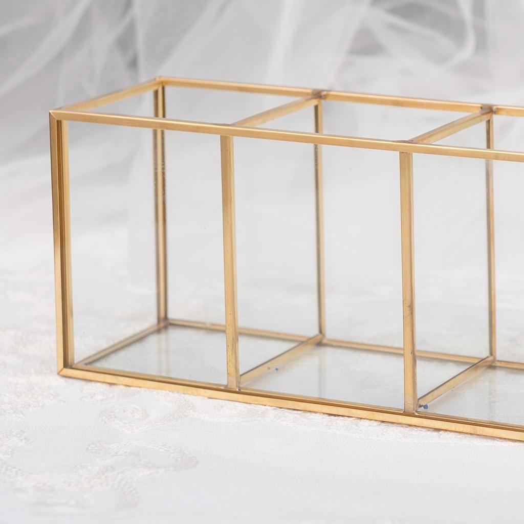 Gold Brush Storage Pen Pencil Pot Holder Container Desk Organizer Accessory