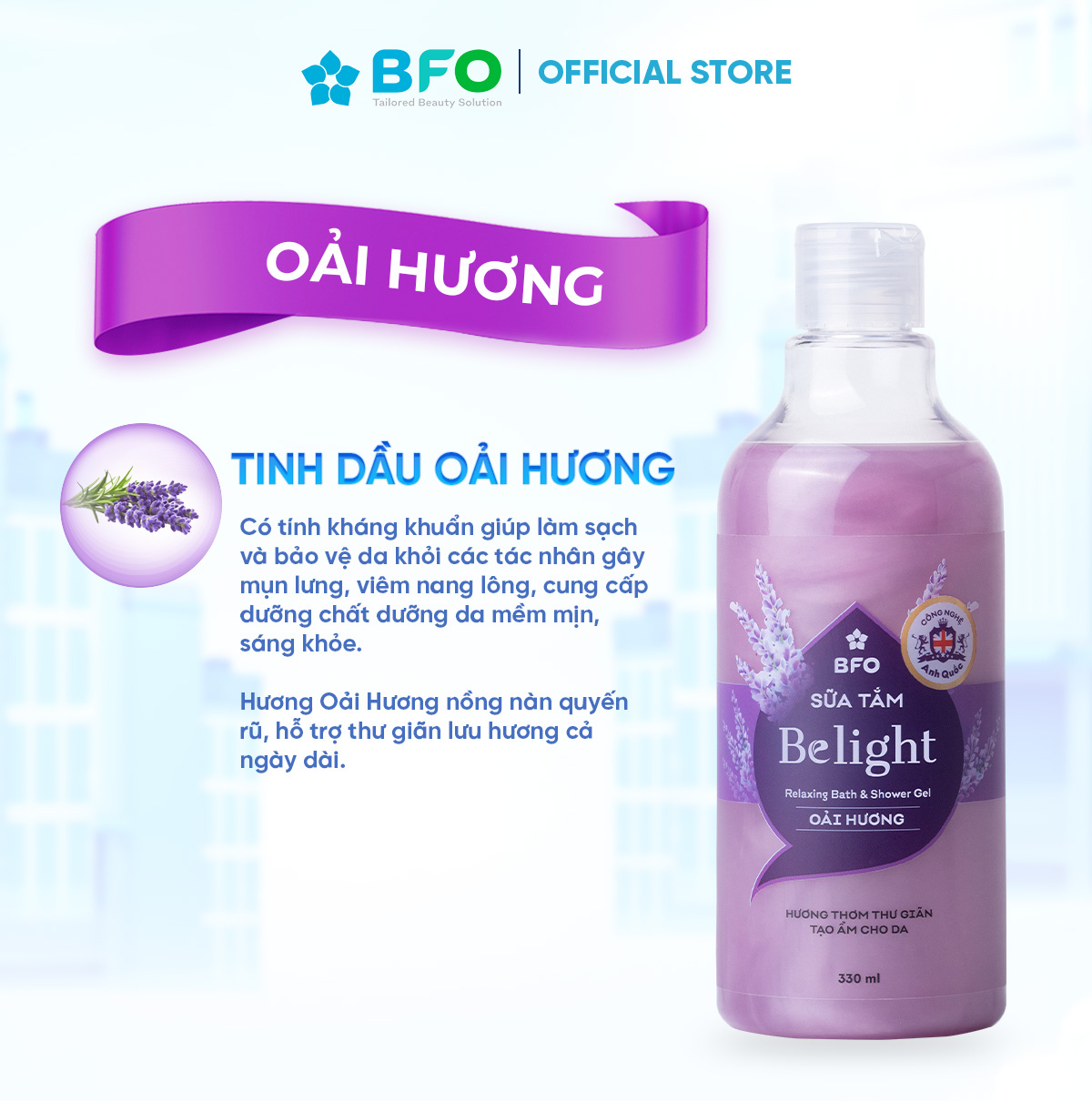 Sữa Tắm Lưu Hương Dưỡng Trắng Dưỡng Ẩm Belight Dưỡng Da Mềm Mịn Chiết Xuất Thiên Nhiên 330ml