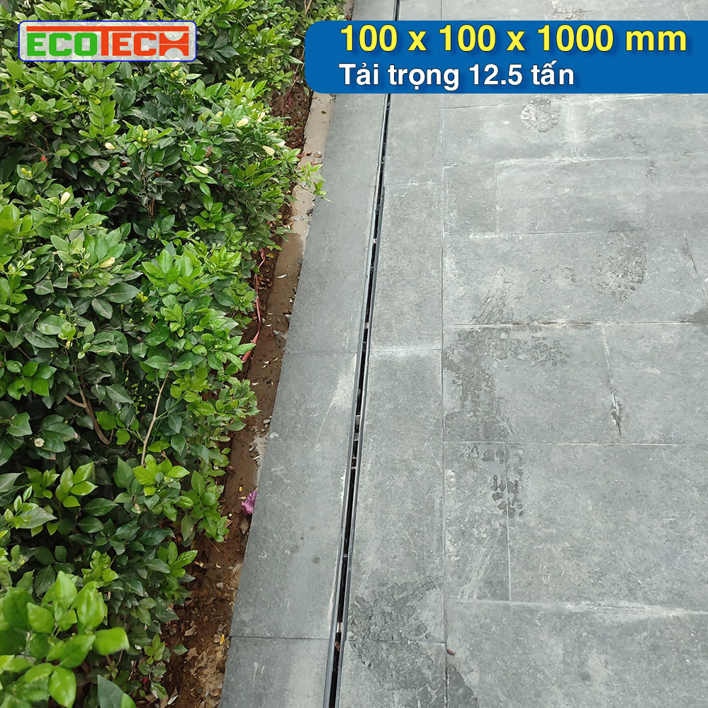 CỐNG THOÁT NƯỚC LẮP GHÉP ECO-Drain - Nắp khe hẹp Inox. Hai kích thước, Hiệu suất cao, Thi công nhanh, Giảm lắng