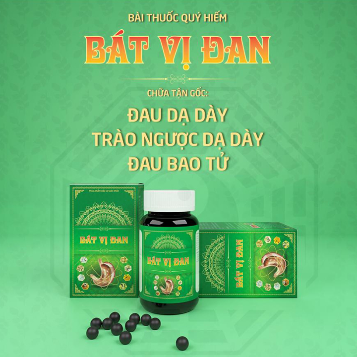 Viên uống hỗ trợ điều trị bệnh đau dạ dày của Vạn Xuân Đường - Bát Vị Đan - Chống viêm loét dạ dày, trào ngược dạ dày, đau bao tử