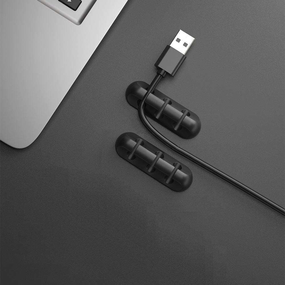 Kẹp Silicon 5 Lỗ Dán Cố Định Dây Cáp Sạc, Dây Điện, Tai Nghe Sắp Xếp Gọn Gàng Cho Bàn Làm Việc - TakyHome 5679