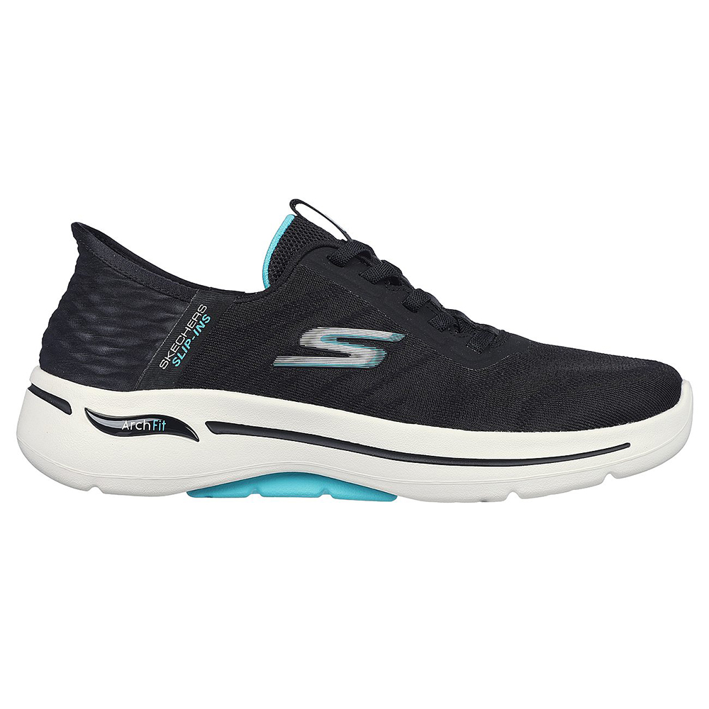 Skechers Nữ Giày Thể Thao Đi Bộ Giặt Máy Được, Tập Gym, Đi Học, Đi Làm, Thường Ngày Slip-Ins GOwalk Arch Fit Wavy Sky Walking Arch Fit, Comfort Pillar Technology, Machine Washable, Slip-Ins, Ultra Go - 124884-BKTQ