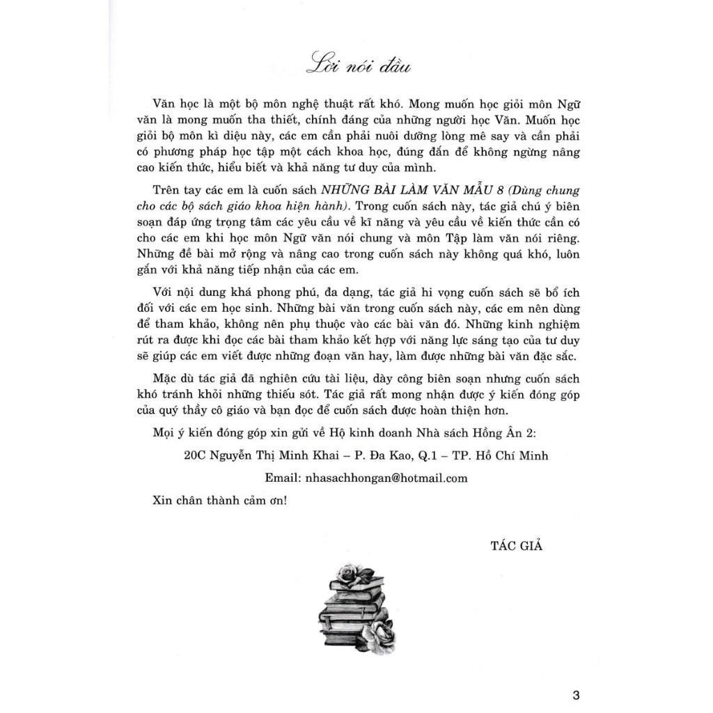 Sách - Những Bài Làm Văn Mẫu Lớp 8 - Dùng Chung Cho Các Bộ SGK Hiện Hành - Hồng Ân