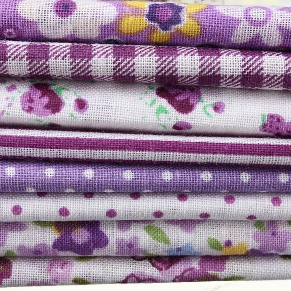 Bộ 8 miếng vải in họa tiết hoa/chấm bi/kẻ sọc đẹp mắt dùng thêu đồ DIY