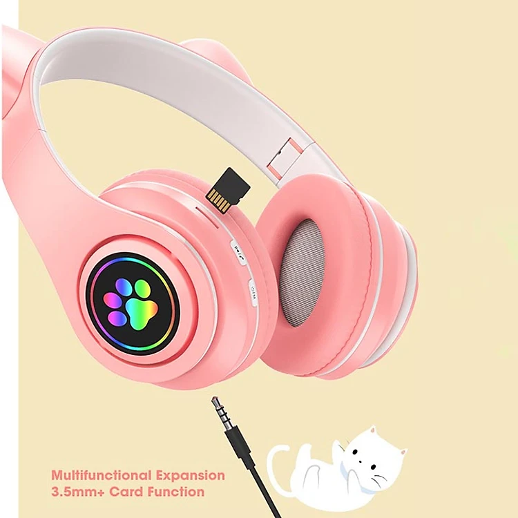 Tai Nghe Mèo Bluetooth B39M dễ thương không dây có đèn LED nghe nhạc