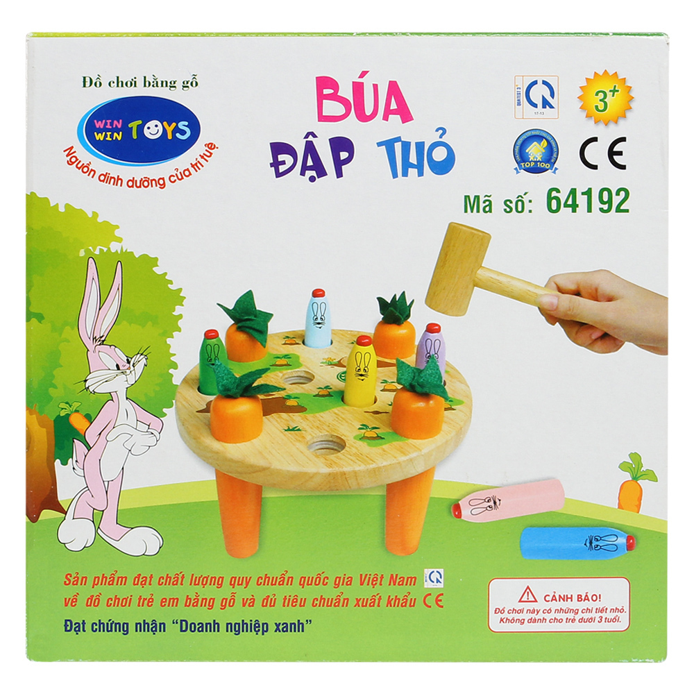 Đồ chơi gỗ - Búa Đập Thỏ (tặng vòng tay ngọc trai kiêm buộc tóc xinh xắn)