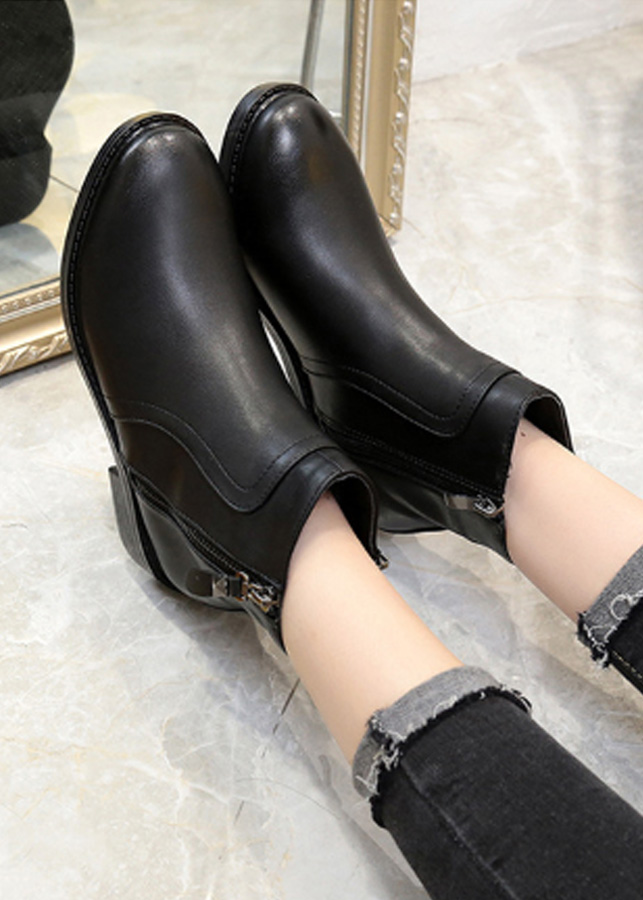 Boot nữ đế bệt cổ ngắn hiện đại êm chân GBN191